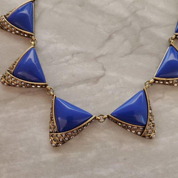 💙 J.Crew Enamel Rhinestones Crystals Pave Antique Mini Statement Necklace 💙 - Picture 8 of 16